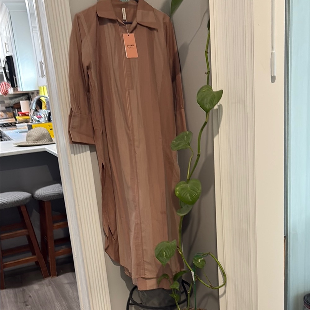 Ethnic basics Long Sleeve Tan Dress